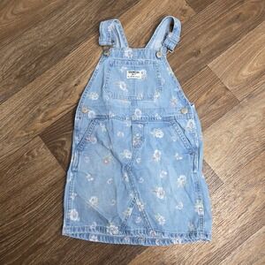 3 / $30 OshKosh B'gosh Girls 5T Denim Floral Butterfly Overalls Dress Jumper‎
